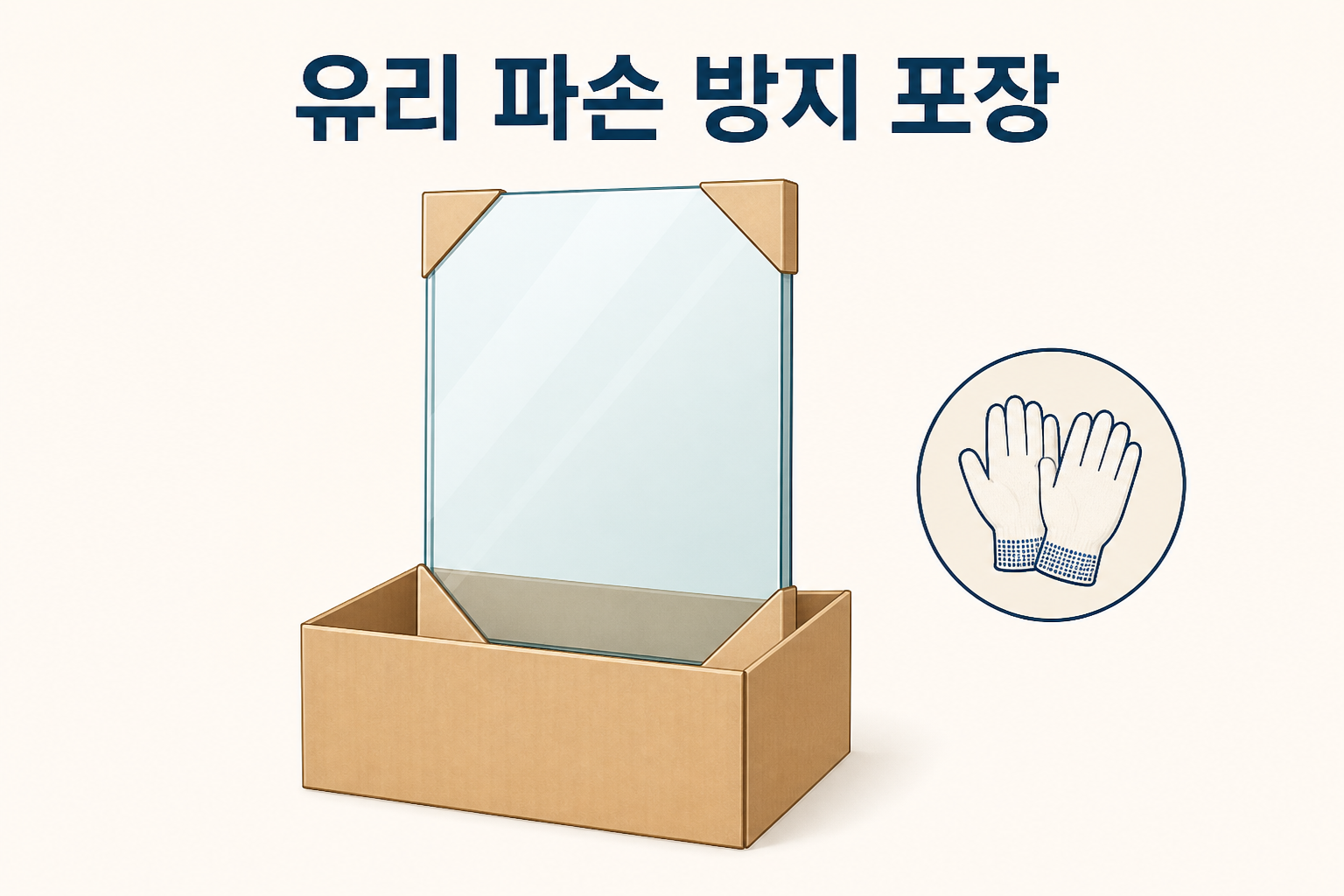 유리 모서리를 보호하고 상자에 세워 보관하는 정보 이미지